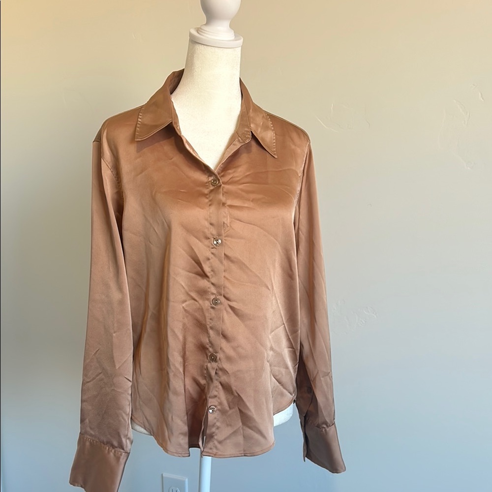 Satin Button-Up Blouse